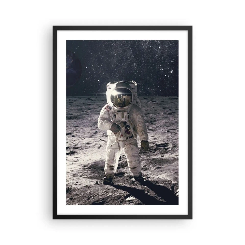 Affisch i svart ram - Astronaut på månen med utsikt över stjärnorna - 50x70cm - Hälsningar från månen - Modern väggdekoration för vardagsrum och sovrum ARTTOR