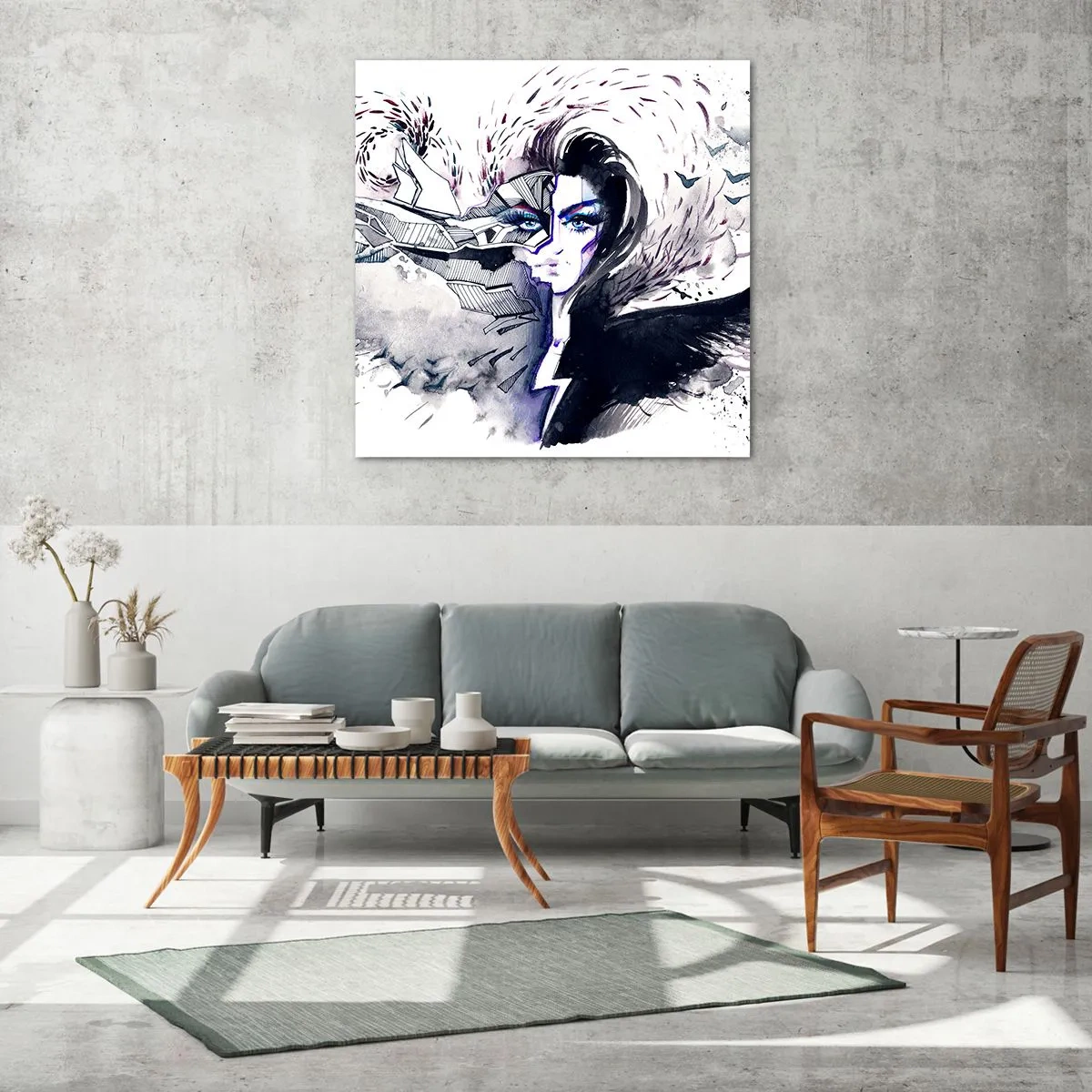 Glastavla - Bild på glas - Demonisk och vacker - 40x40 cm