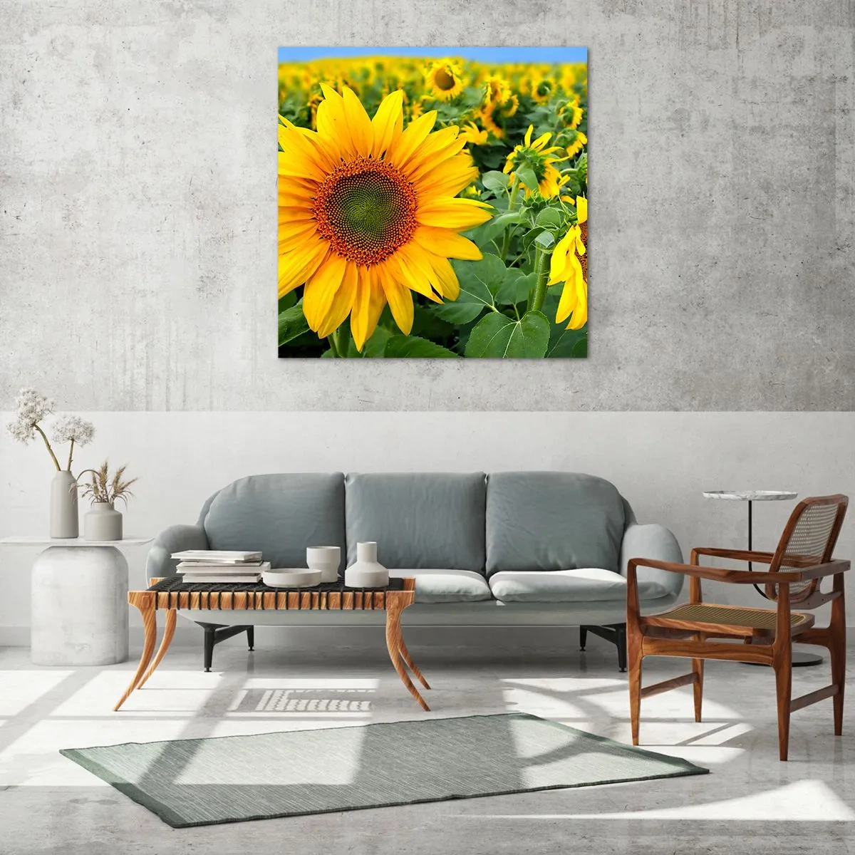 Glastavla - Bild på glas - Hundratals brinnande solar - 50x50 cm