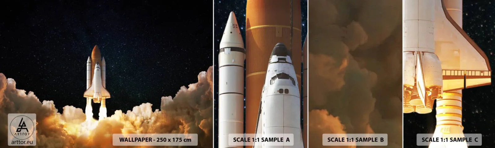 Provbit av självhäftande fototapet Deluxe Sticker - Ad astra! - Kosmos, Astronomi, Rymdskepp - 100x30 cm