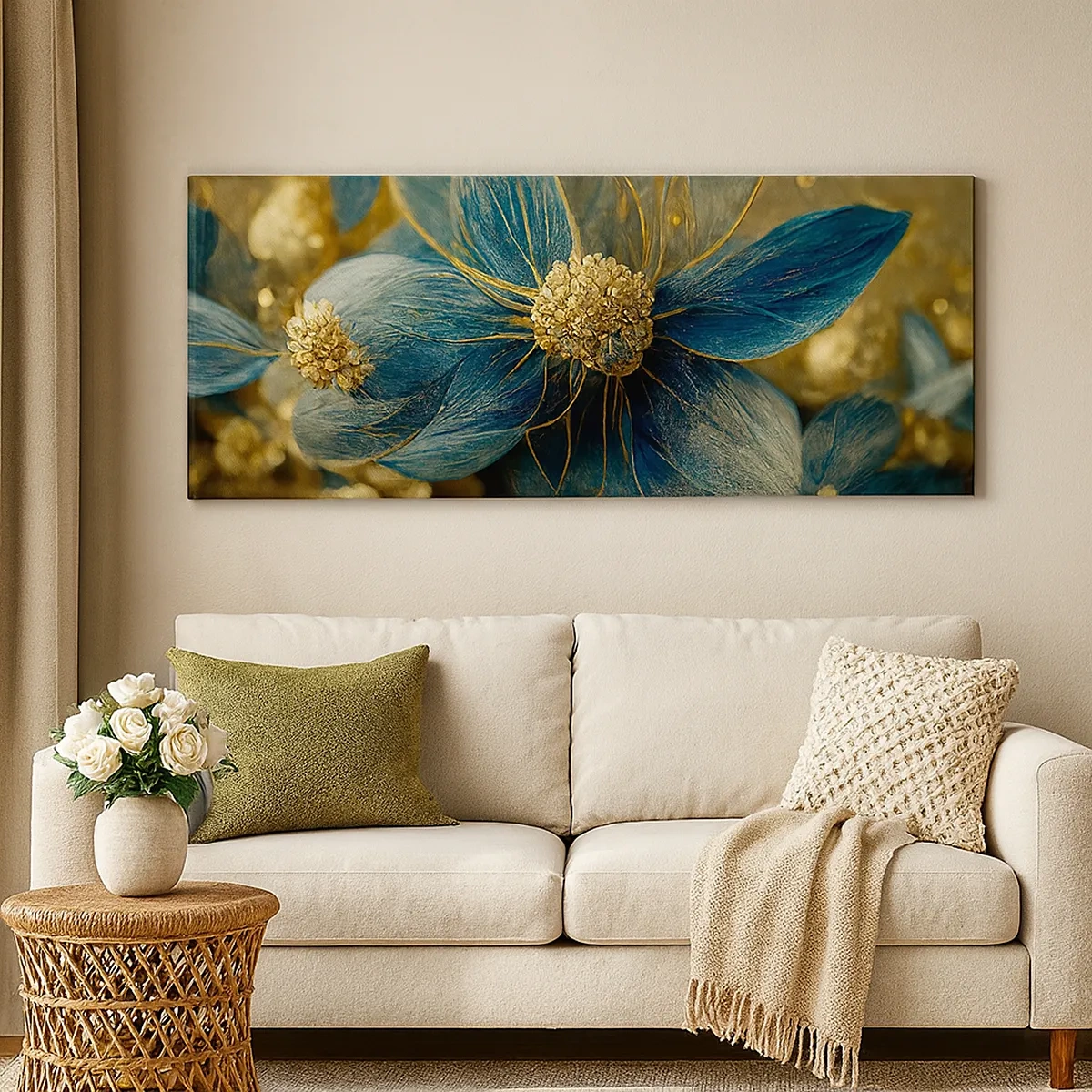 Canvastavla - Bild på duk - Blommande av guld - 30x30 cm