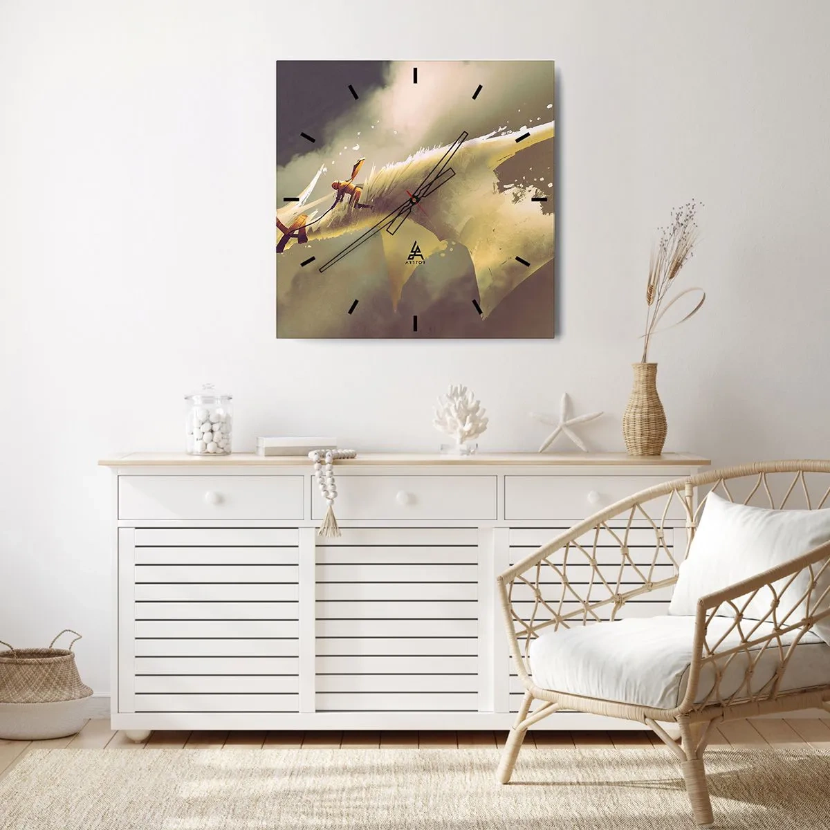 Väggklocka - Klocka på glas - Rädda världen - 40x40 cm