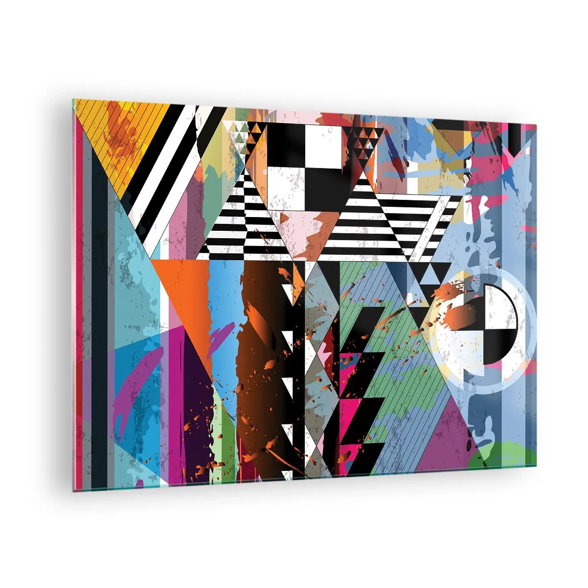 Glastavla - Bild på glas - Geometrisk abstraktion med en mängd olika former och färger - 70x50cm - Geometriskt och organiskt - Modern väggdekoration för vardagsrum och sovrum ARTTOR