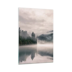 Glastavla - Bild på glas - I förundran, i dimman - 80x120 cm