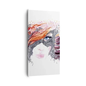 Canvastavla - Bild på duk - Med henne har vi högtid varje dag - 65x120 cm