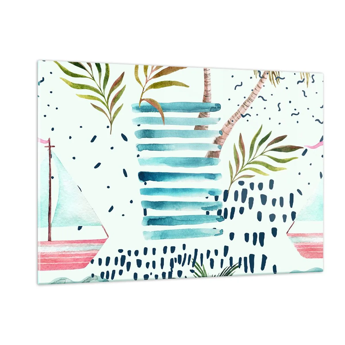 Glastavla - Bild på glas - Semester under palmerna - 120x80 cm