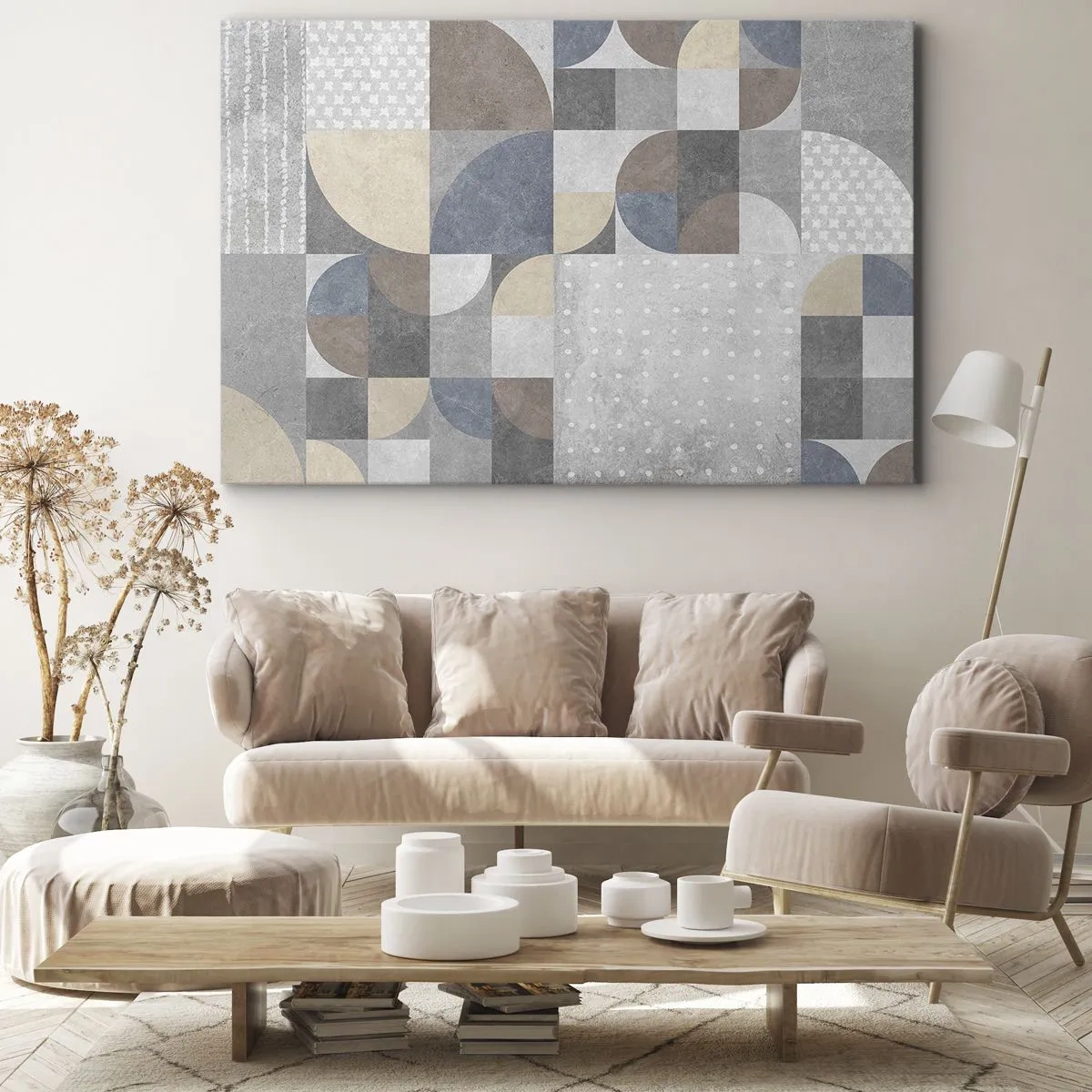 Canvastavla - Bild på duk - Geometriskt mönster i pastellfärger - 70x50cm - Keramisk fantasi - Modern väggdekoration för vardagsrum och sovrum ARTTOR