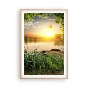Affisch i ram av ljusek - landskap i en grön ram - 61x91 cm