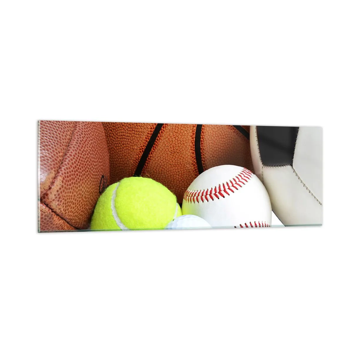 Glastavla - Bild på glas - Fotbollen förenar oss! - 90x30 cm