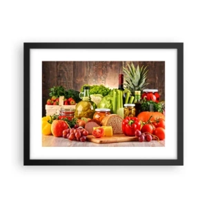Affisch i svart ram - Rökt, ugnstekt, marinerad - 40x30 cm