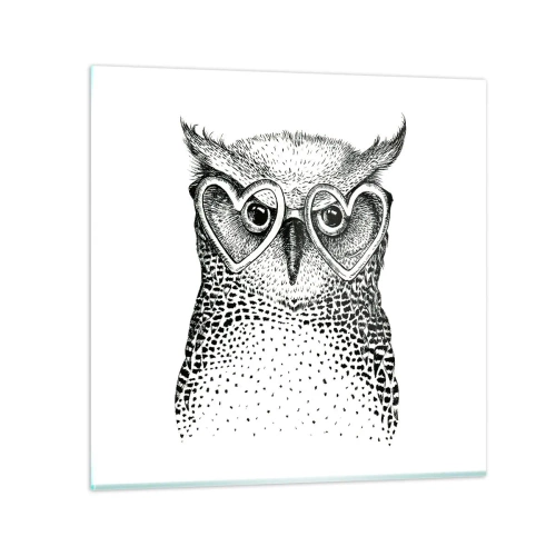 Glastavla - Bild på glas - Klokt och med kärlek - 30x30 cm