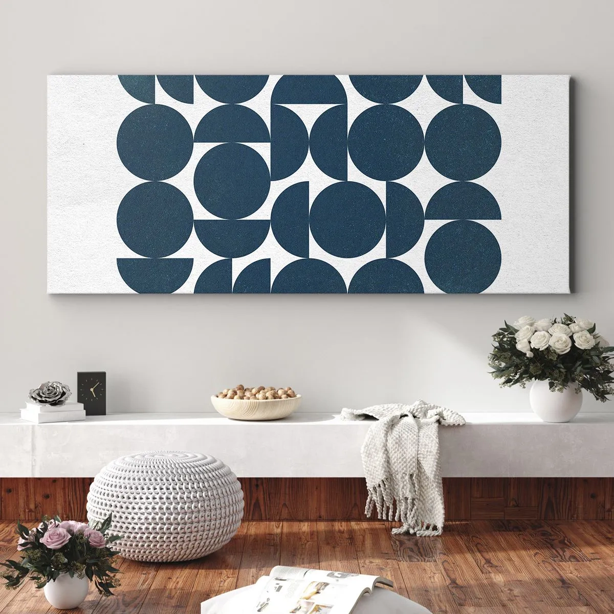 Canvastavla - Bild på duk - Cirklar och halvcirklar - 100x40 cm