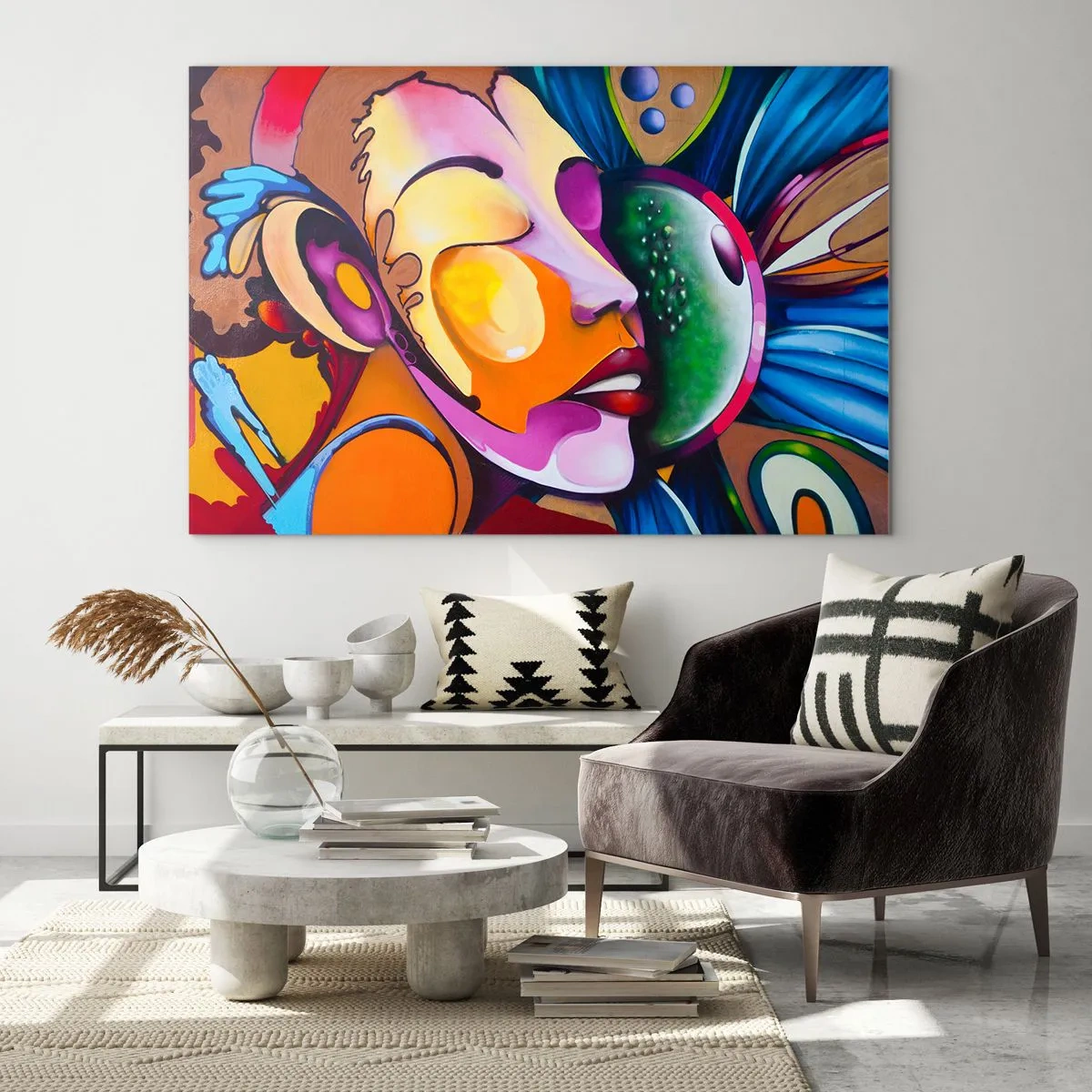 Glastavla - Bild på glas - Känna på med färg - 120x80 cm