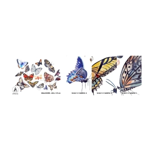 Provbit av självhäftande fototapet Deluxe Sticker - Färgglada fjärilar - För barn, Färgglada fjärilar, Grafik - 100x30 cm