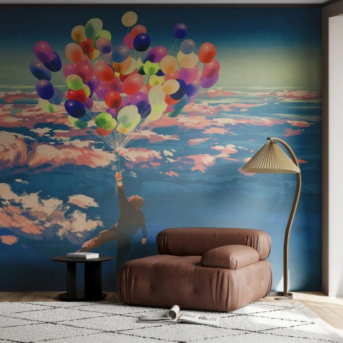 Självhäftande Fototapet Deluxe Sticker - Uppfylld barndomsdröm - För barn, Färgglada ballonger, Abstraktion - 100x70 cm