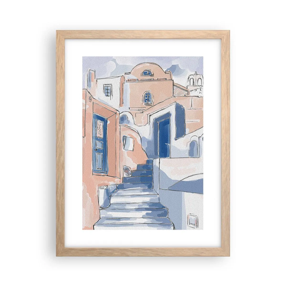 Affisch i ram av ljusek - Exotisk stad - 30x40 cm