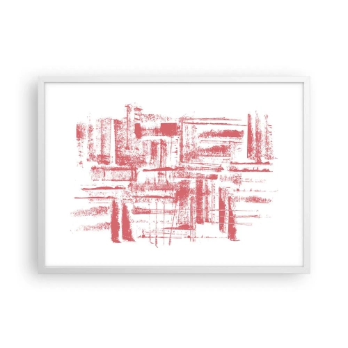 Affisch i vit ram - Röd stad - 70x50 cm