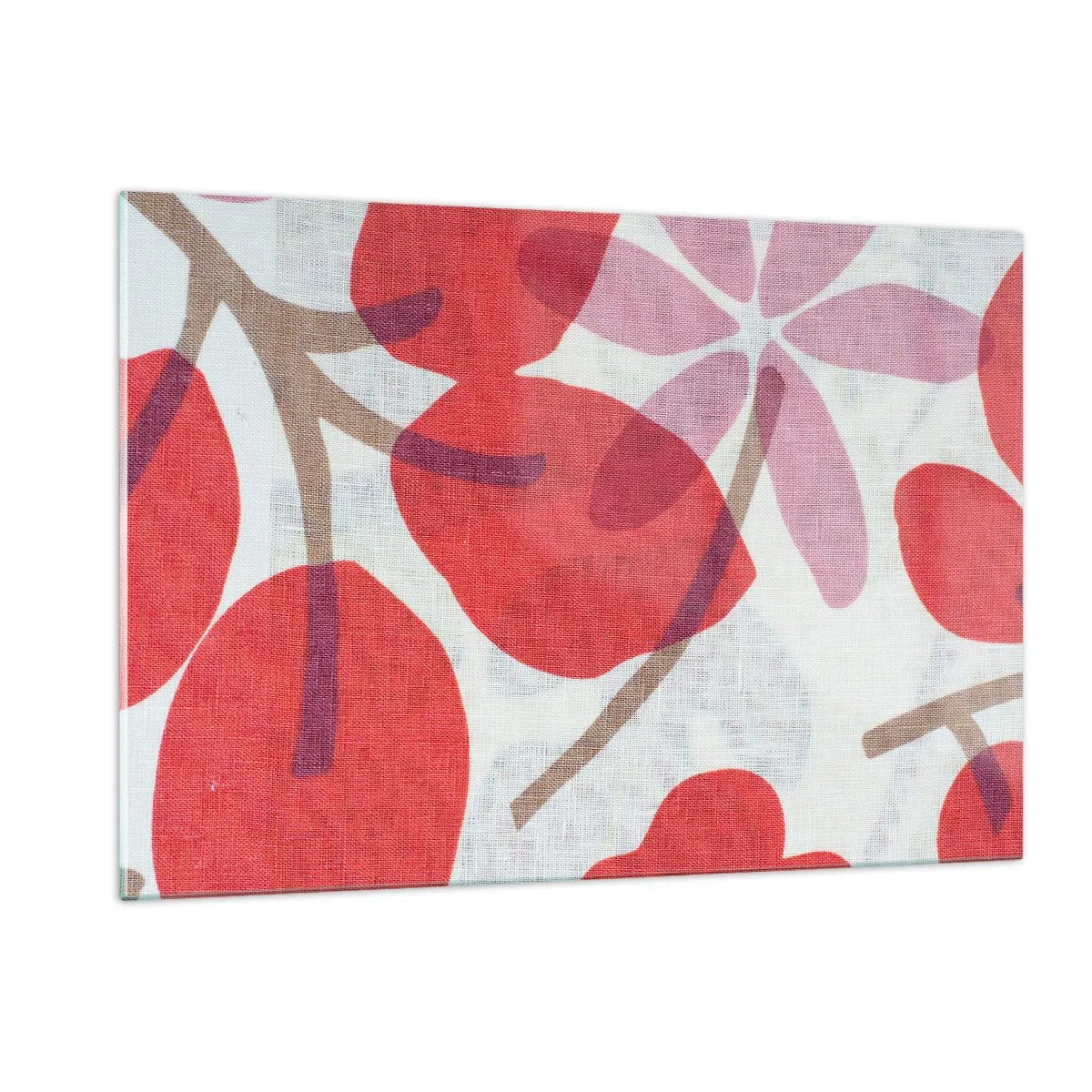 Glastavla - Bild på glas - Blomsterkomposition i rosa - 120x80 cm