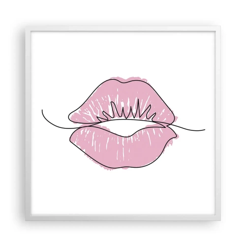 Affisch i vit ram - Redo att kyssas? - 60x60 cm