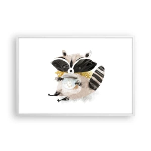 Affisch i vit ram - Min vän tvättbjörn - 91x61 cm