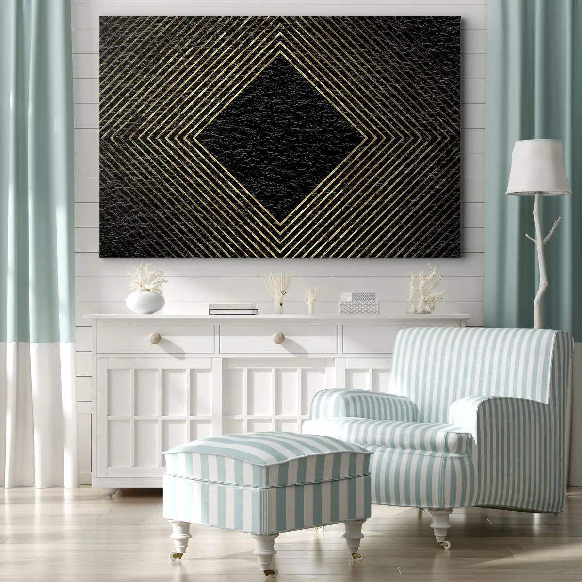 Canvastavla - Bild på duk - Geometri i glamourstil - 120x80 cm