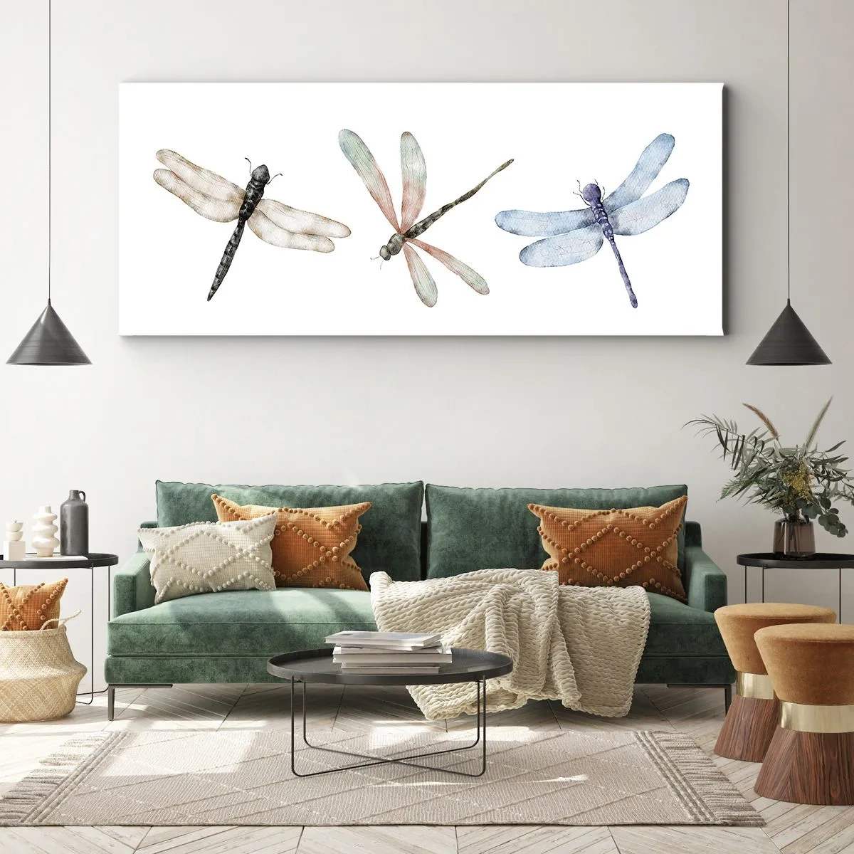 Canvastavla - Bild på duk - Viktlösa trollsländor - 120x50 cm