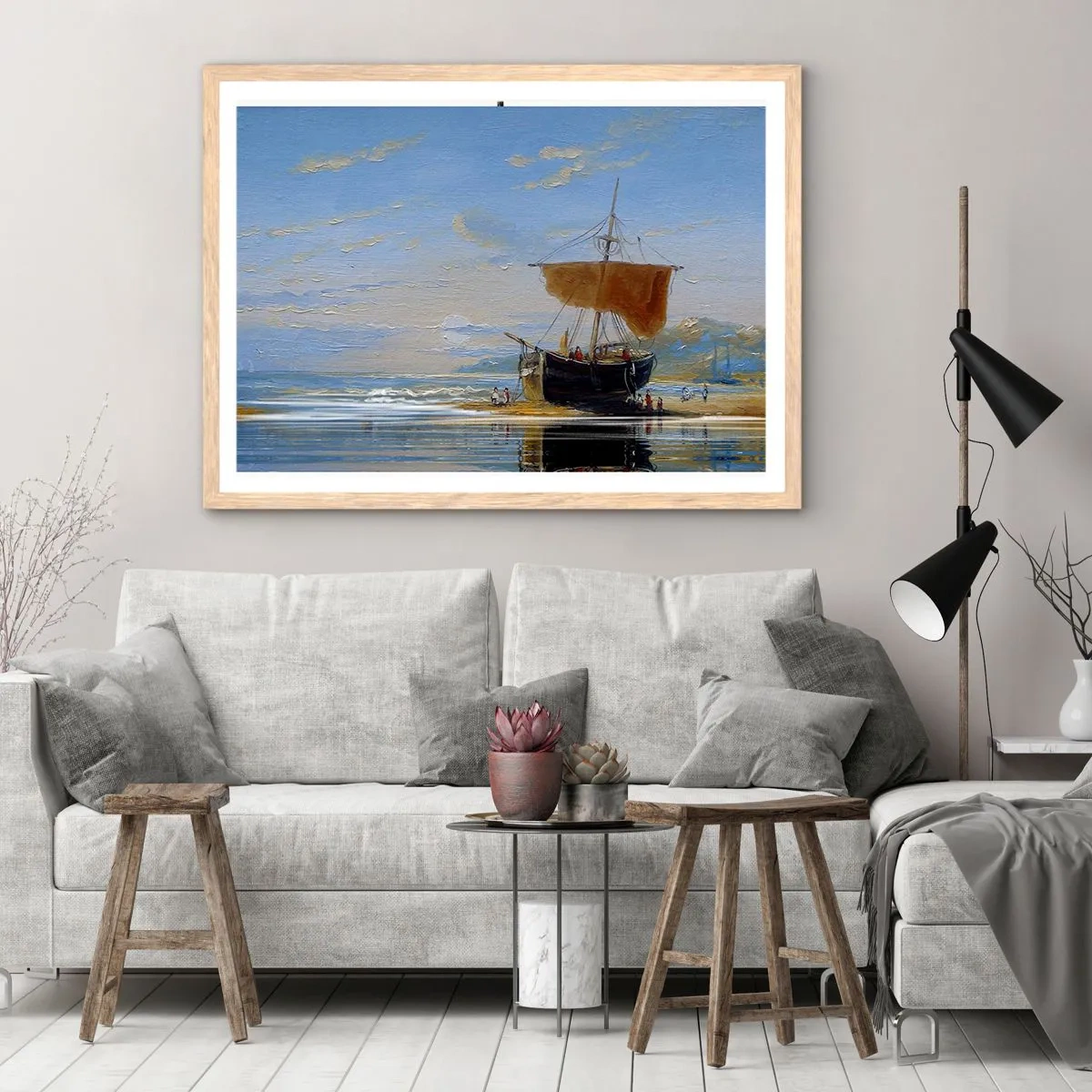 Affisch i ram av ljusek - Vatten, jord, luft - 100x70 cm