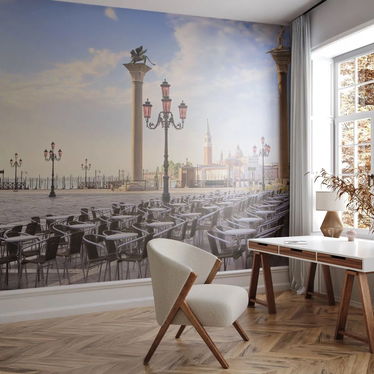 Självhäftande Fototapet Deluxe Sticker - Välkommen, allt är färdigt - Arkitektur, Stad, Venedig - 250x175 cm