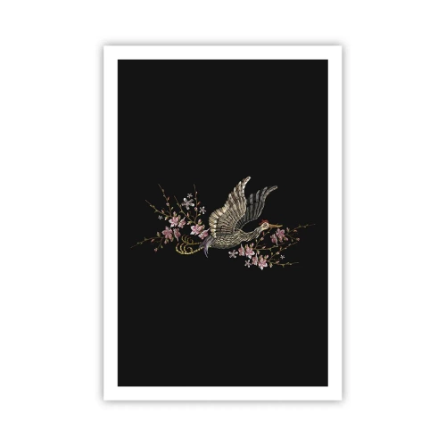 Affisch - Exotisk, broderad fågel - 61x91 cm