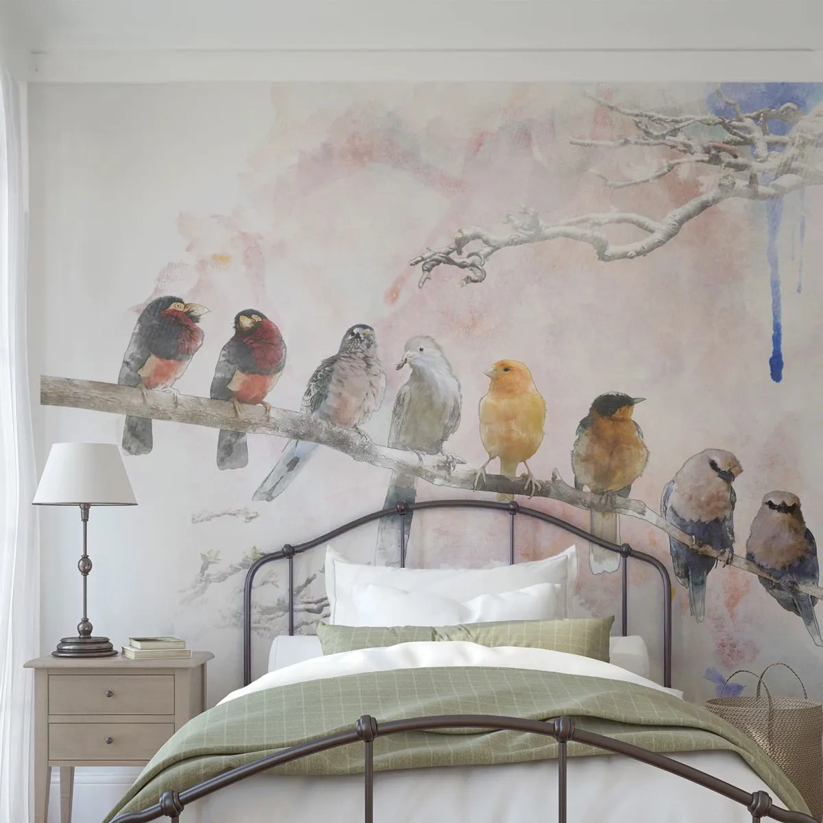 Fototapet på mått Premium Sand - Bevingat möte - Fåglar, Natur, Grafik