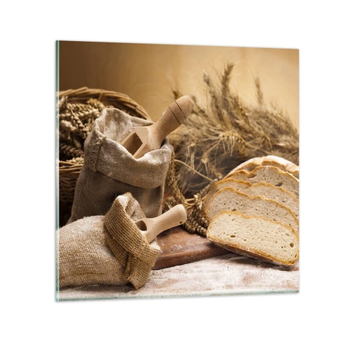Glastavla - Bild på glas - Skivat bröd - 30x30 cm