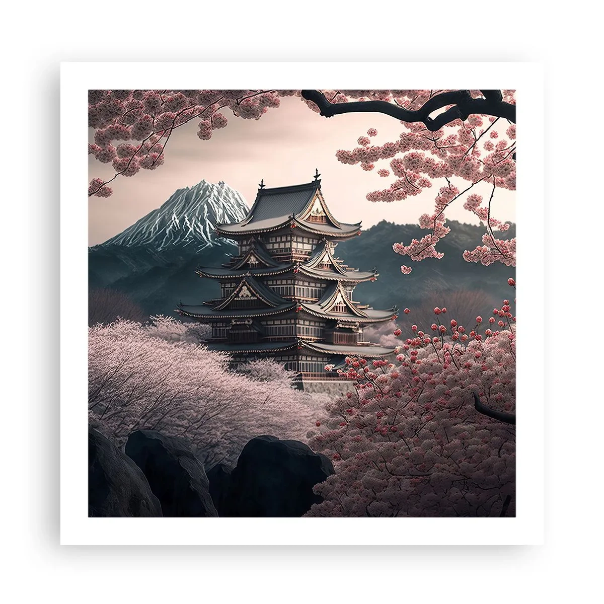 Affisch - Ett land av blommande körsbär - 60x60 cm