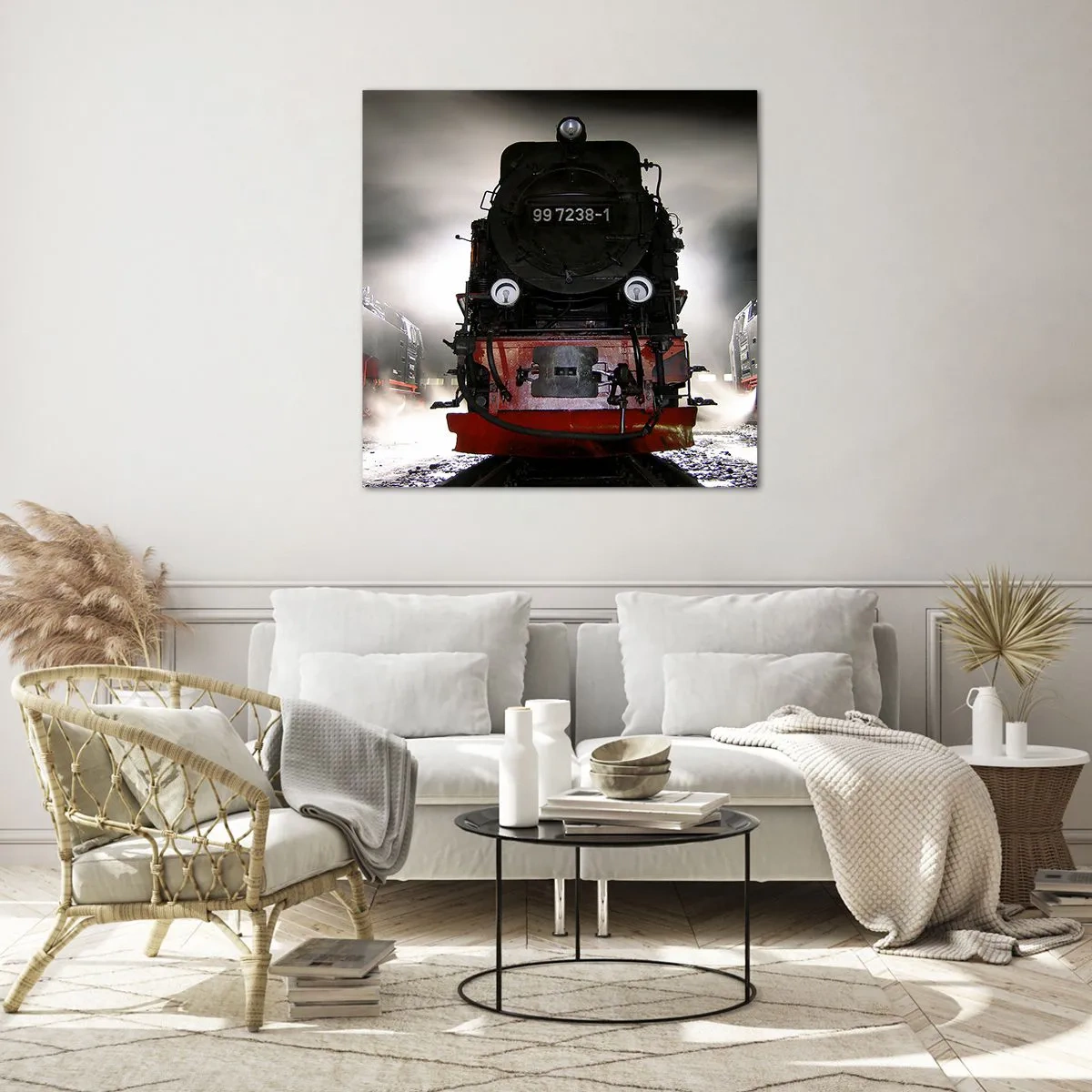 Glastavla - Bild på glas - Står och stjäler, andas och blåser - 60x60 cm