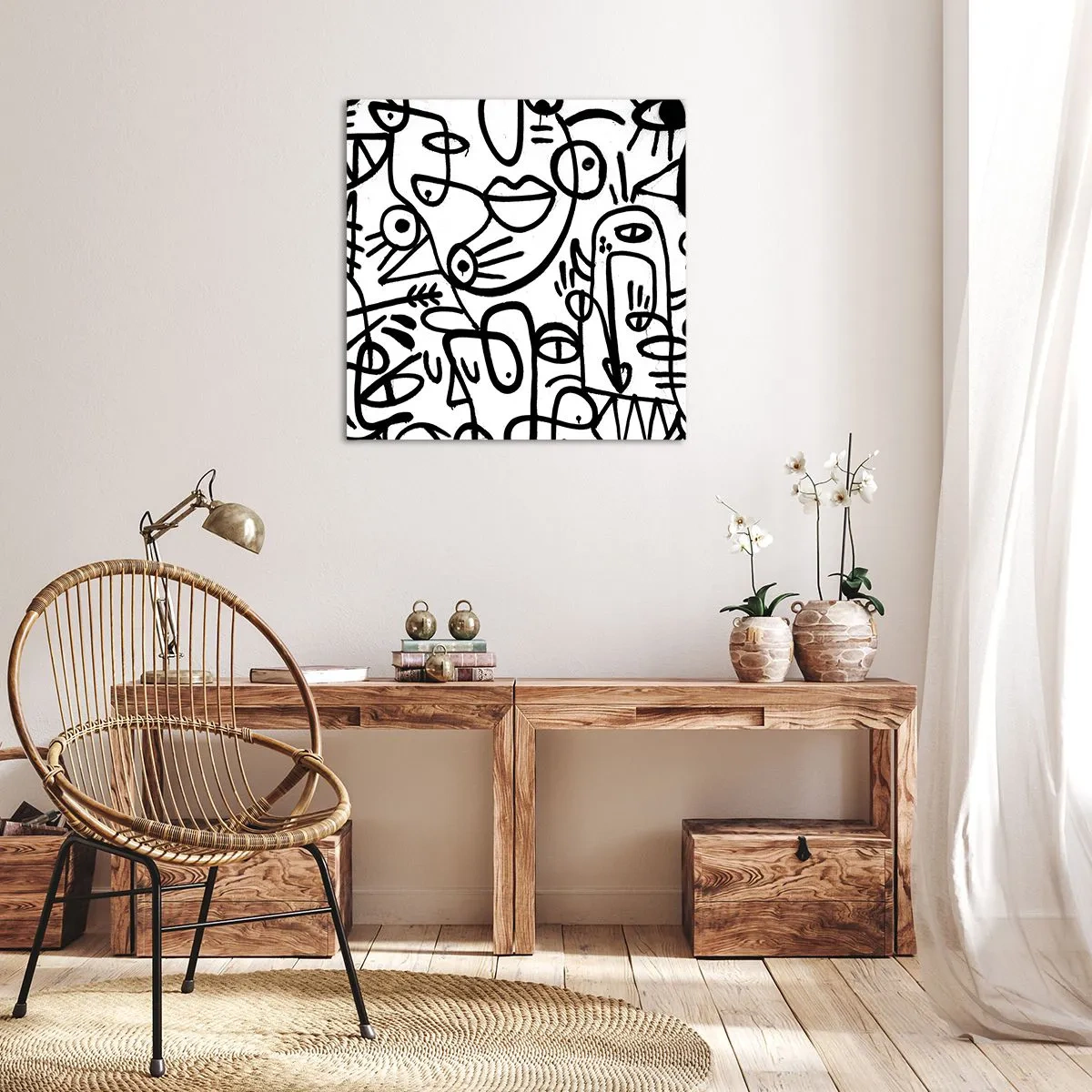 Canvastavla - Bild på duk - Ansikten och hägringar - 60x60 cm