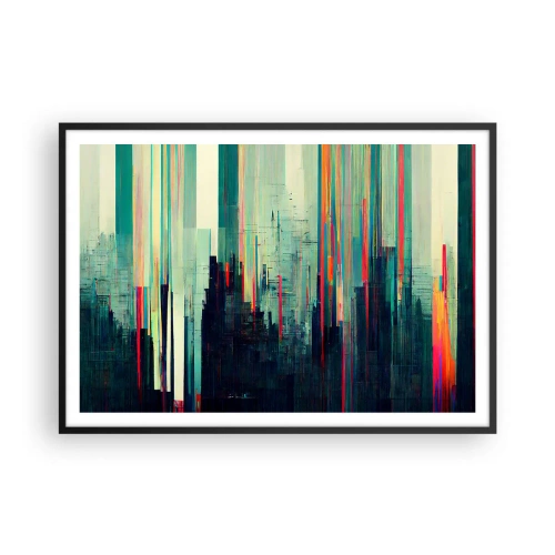 Affisch i svart ram - Futuristisk stad - 100x70 cm