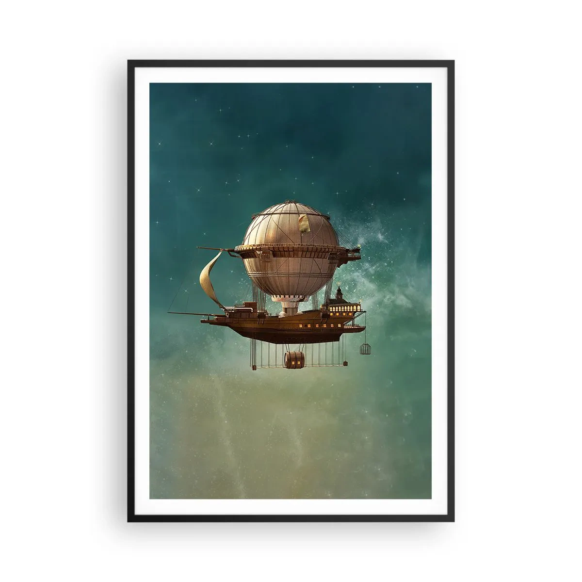 Affisch i svart ram - Jules Verne hälsar - 70x100 cm