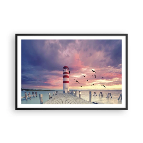 Affisch i svart ram - Dags att bege sig till hamnen - 91x61 cm