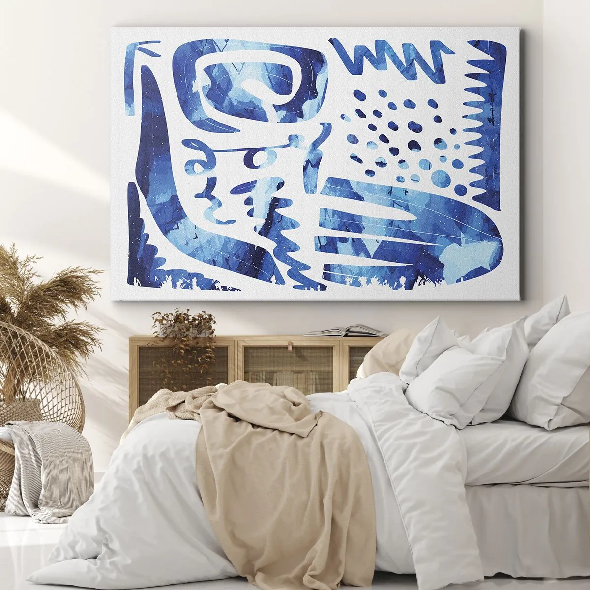 Canvastavla - Bild på duk - Abstrakt mönster i nyanser av blått - 70x50cm - Tillbaka till rötterna - Modern väggdekoration för vardagsrum och sovrum ARTTOR