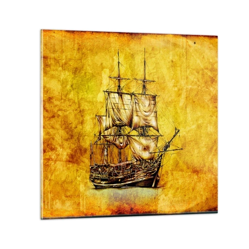 Glastavla - Bild på glas - Mot Tortuga! - 40x40 cm