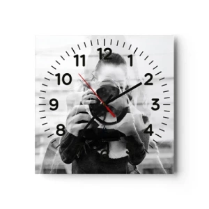 Väggklocka - Klocka på glas - Skapare och material - 30x30 cm