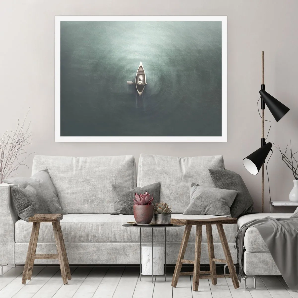 Affisch - Över en månbelyst sjö - 40x30 cm