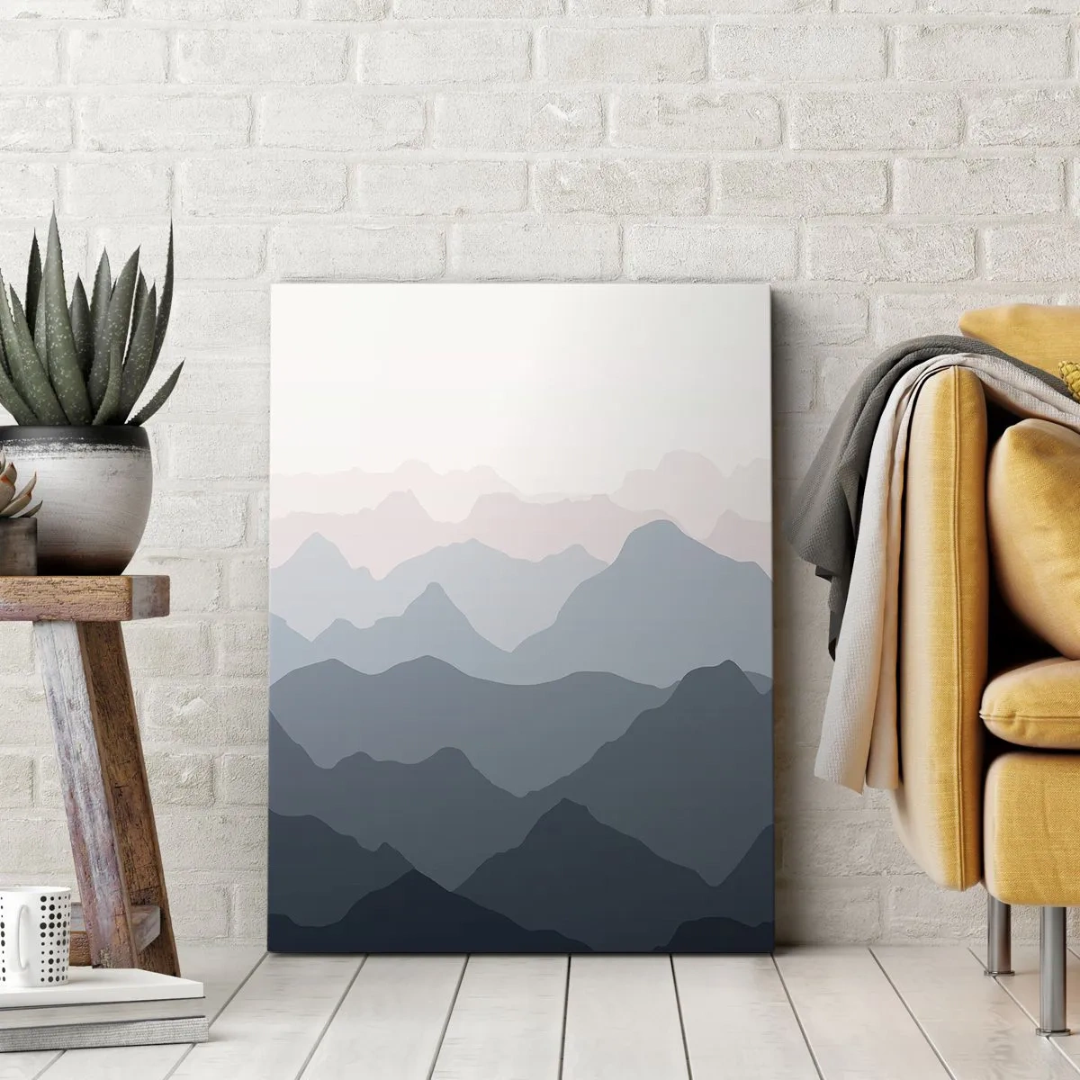 Canvastavla - Bild på duk - Fjällens vågor - 55x100 cm