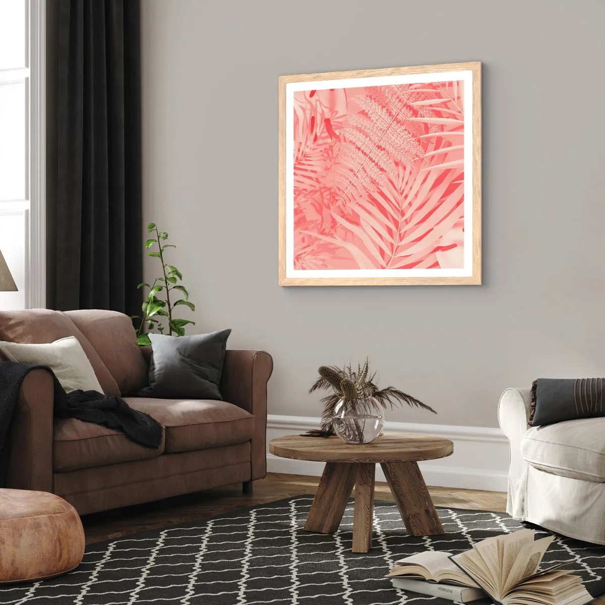 Affisch i ram av ljusek - Rosa koncept - 40x40 cm