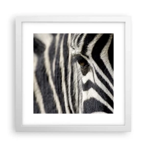 Affisch i vit ram - Randig porträtt - 30x30 cm