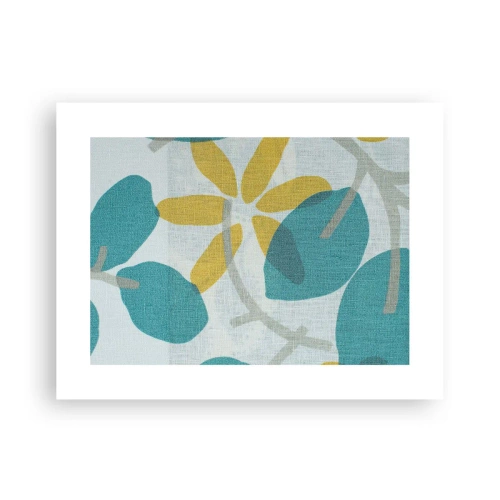 Affisch - Bland azurblå blad - 40x30 cm