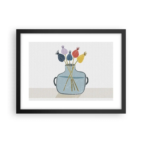 Affisch i svart ram - Vallmovas - 40x30 cm