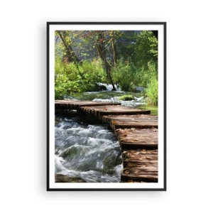 Affisch i svart ram - Över skummande kaskad - 70x100 cm
