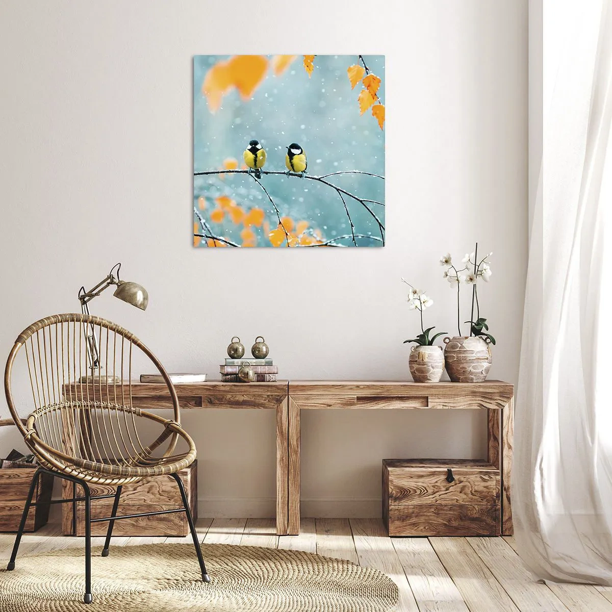 Canvastavla - Bild på duk - Fåglarnas skvaller - 30x30 cm