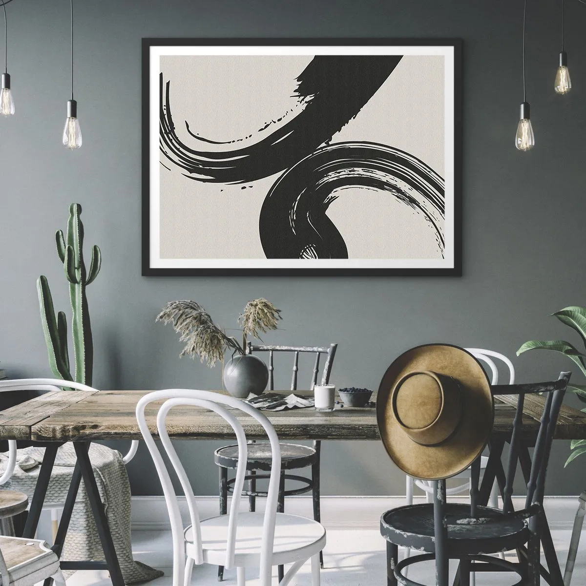 Affisch i svart ram - Svepande och cirkulärt - 91x61 cm