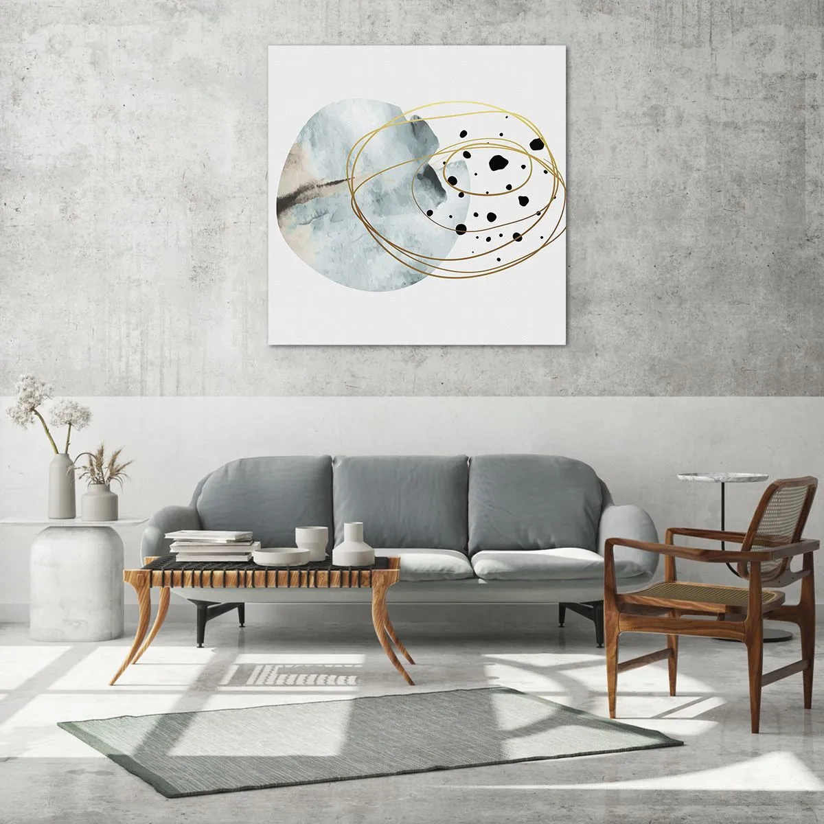 Glastavla - Bild på glas - I rummets famn - 70x70 cm